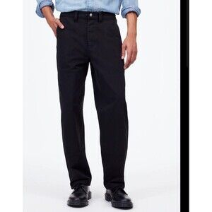 Madewell Mens Relaxed Straight Black Utility Double Knee Workwear Pants Sz 36x32